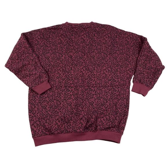 The Nines by HATCH™ French Terry Maternity Sweatshirt Berry Leopard XS - Picture 4 of 6